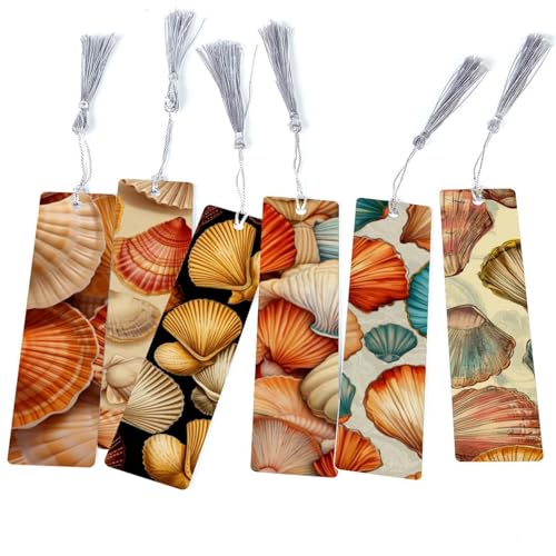Marque-pages chics motif coquillage en lot de 6 pour sublimer vos lectures quotidiennes