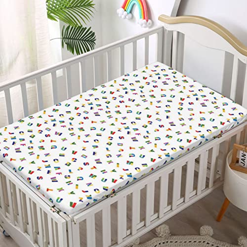 Abc Puzzle Themed Fitted Crib Sheet,Standard Crib Mattress Fitted Sheet Soft And Breathable Bed Sheets - Baby Crib Sheets For Girl Or Boy, 28“ X52“,Multicolour #TOP1