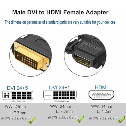 Image of ETZIN DVI to HDMI Adapter Bi-Directional DVI Male to HDMI Female Converter HDTV (24+1) Support 1080P, 3D for PS3,PS4,TV Box,Blu-ray,Projector-EPL-447H