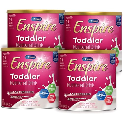 Enfagrow Enspire Toddler, Nutritional Drink, Immune-Supporting Lactoferrin and Brain-Supporting DHA, Natural Milk Flavor, 32 oz. Can (Pack of 4)