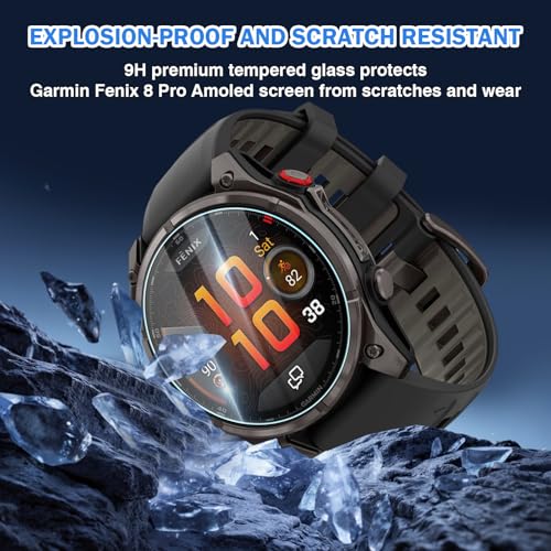 Image of 4 Pack Compatible for Garmin Fenix 8 Pro 47mm Screen Protector, HD Clear 9H Tempered Glass Protective Film for Fenix 8 Pro Amoled 47mm Watch Screen Protector, Anti-scratch & Sensitive Touch