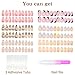 6 Packs (144 Pcs) Press on Nails Medium Design, Misssix Fake Nails Almond and Square Glue on Nails Set with Adhesive Tabs Nail File Acrylic False Nail Kits for Women