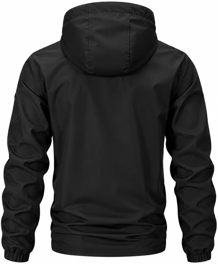 Men’s Lightweight Hooded Pullover Jacket Casual Half Zip Windbreaker Outdoor Jacket