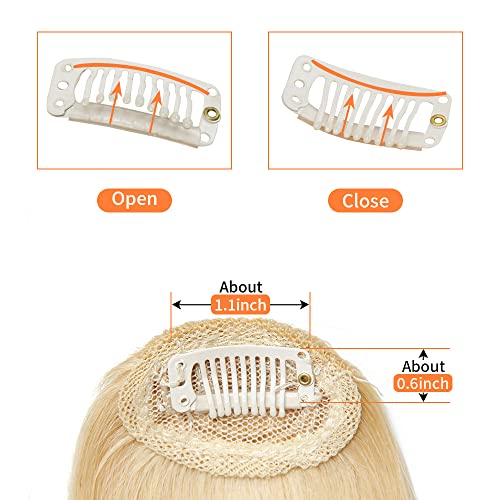 Dsoar Clip in Bangs Real Human Hair Bangs Fringe Hair Hair Extensions Flat Bangs with Temples, Blonde Color - Image 3