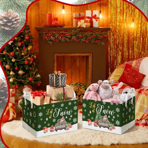 Image of Christmas Gnome Storage Box, Merry Waterproof Cloth Toy for Boys and Girls, Christmas Storage Box, Christmas Gnome Gift Basket Clothing Storage Basket Cube, Merry Party Decor