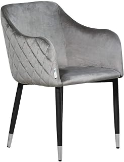 P&N Homewares Verona - Juego de 6 sillas de comedor de terciopelo gris, estilo vintage, para salón, dormitorio u oficina
