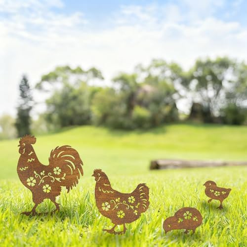 Metal Chicken Garden Decor Outdoor, Chicken Gifts for Chicken Lovers Gifts