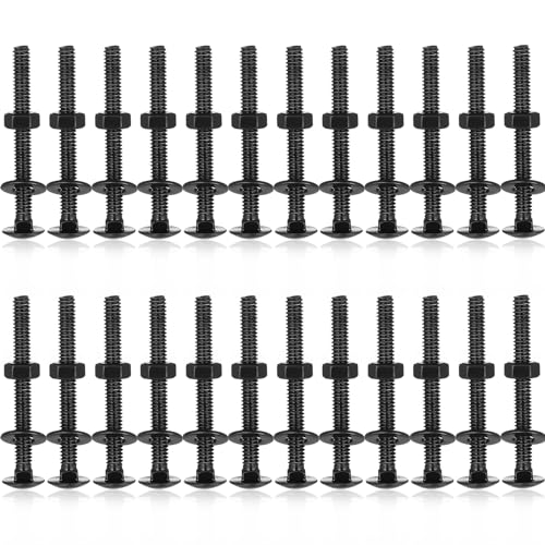 Image of Zonon 25 Sets 1 /4-20 x 2-1 /2 inch Stainless Steel Carriage Bolts and Nuts Kit Round Head Square Neck Carriage Bolts Screws and Hex Nuts and Flat Washers, Stainless 18-8 Full Thread Coverage (Black)