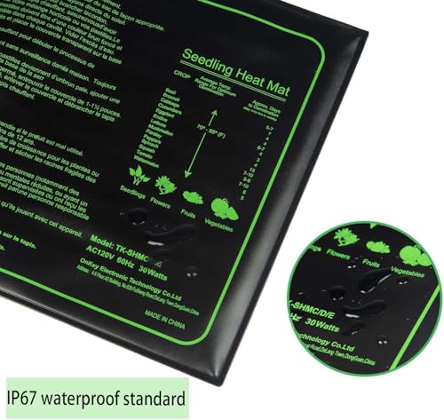 Tappetino termico 30 W per la propagazione dei semi e rettili, tappetino riscaldante impermeabile con 6 timer, ideale per coltura idroponica, 25,4 x 50,8 cm