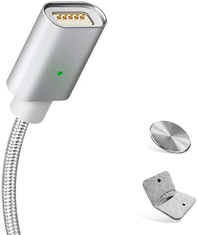 COCHING Charging Cable Magnetic 1.5m Cable Only For COCHING Magnetic Micro USB Lightning and USB Type C Adapters Charge Cable for Android iPhone iPad Apple Smart Phones Samsung Woven Nylon (Silver)