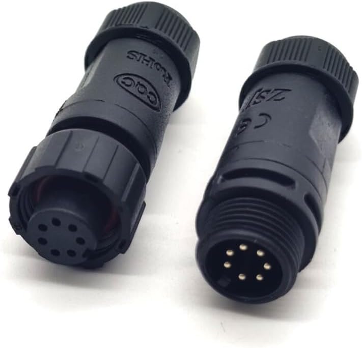 M12 7 Pin Waterproof Connector Nylon PA66 Material Male Female Power Connector for Signal Transmission IP68