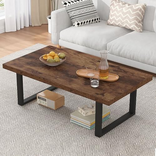 IBF Rustic Living Room Table, Simple Industrial Rectangle Coffee Table, Modern Minimalist Farmhouse...