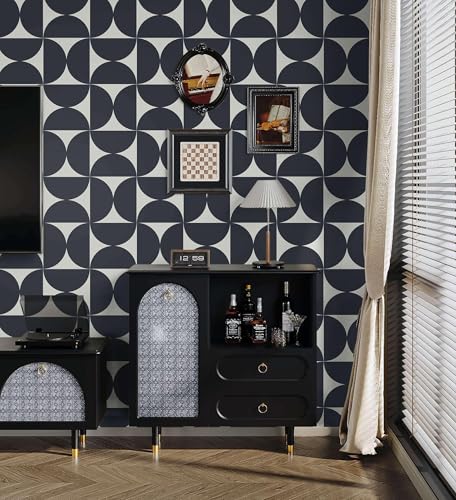 Papier peint autocollant géométrique bleu pour masquer les défauts d'un mur - 6