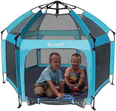 Klassy Foldable Play Tent – Safe, Large and Lightweight for Indoor & Outdoor with Shade Cover and 100% Mosquito Protection net (Turquoise)