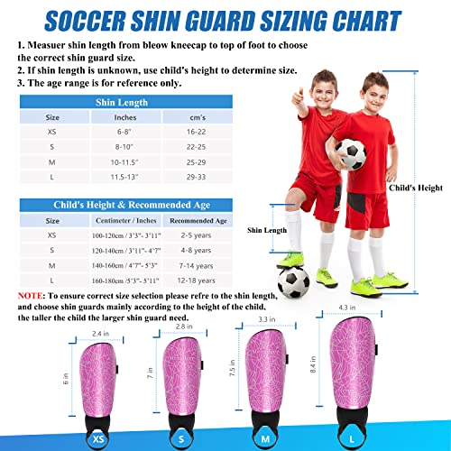 Shin Guards Soccer Youth Kids With Ankle Support Boys Girls Toddler Shin Pads Sleeves Eva Cushion Protection Reduce Shocks Injurie Calf Protective Gear For 4 5 6 7 8 9 10 11 12 Years Old (M, Pink) #TOP5