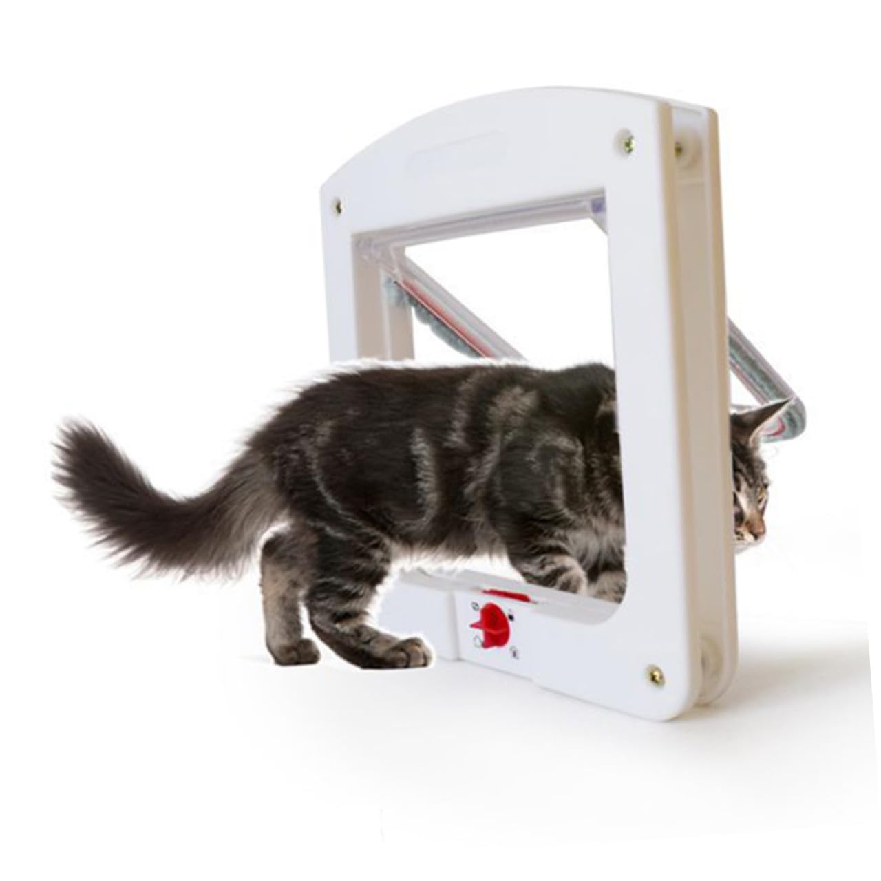 Beaupretty Chatière pour Chats et Petits Chiens 2pcs Porte à Contrôle D'entrée et Sortie Facile à Installer en Abs Blanc et Acrylique Marron