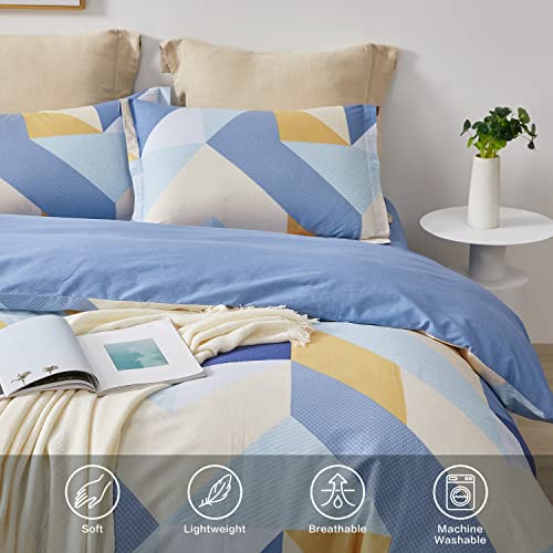Saphreas Blue Yellow Geometric Block Duvet Cover Set California King Size 3Pcs Boy Male Blue Geometric Bedding Comforter Cover Set 1 Quilt Cover 2 Pillow Shams thumb #3