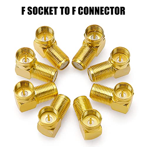 KUOQIY 8 PCS F-Type Right Angle Adapter, Right-Angled SAT Adapter Set, Gold Plated 90° Female to Male Connector - Image 4
