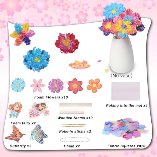 Toppytoy Bastelset Kinder ab 6-4-5 Jahre Basteln Mädchen 6 7 8 9 10 Jahre Geburtztag Geschenk Mädchen 3 4 5 6 7 8 9 Jahre Kindergeburtstag Bastelkoffer Blumenstrauß Geschenke für Kinder (Keine Vase)