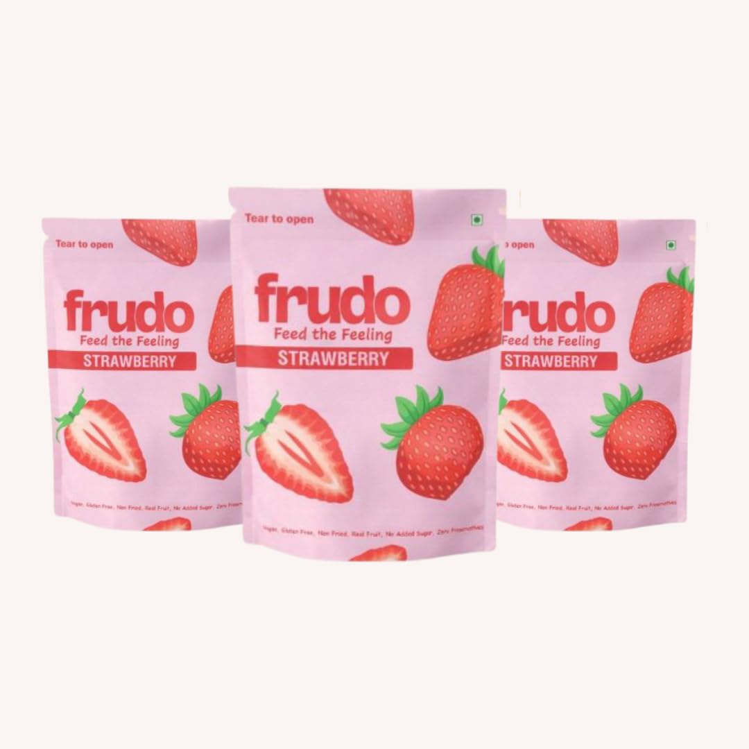 FRUDO Freeze Dried Strawberry Fruit Bites, 100% Crispy Fruit Snack, No Added Sugar, Non Fried, Vegan, Gluten Free, 5g, Pack of 3-picture-32