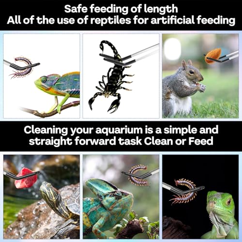 2PCS Long Aquarium Tweezers, 10.6" Extra Long Stainless Steel Reptile Feeding Tongs with Rubber Tip - Image 3