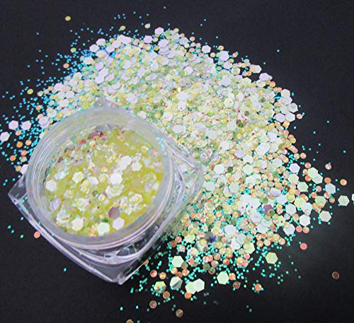 Luckforever 12 Colors Chunky Body Glitters Iridescent White Pink Purple Hexagon Nail Glitters Sequins Flakes Powder For Acrylic Nails Crafts Paints Resin Cosmetics #TOP4