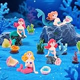 Breelytic 20pcs Mini Mermaid Figurines Aquarium Decorations Set with Coral and Shell Ornaments, Mini Ocean Resin Animals for Fish Tank Aquarium