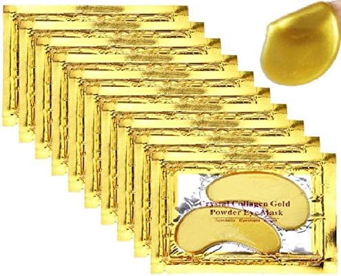 24K Gold Eye Mask With Collagen, 15 Pairs of Pads per Pack, Reduce Puffiness, Stimulate with Hyaluronic Acid to Fight Dark Circles and Under Eye Bags for Anti Aging Effects, Safe and Sterile Gel Packs