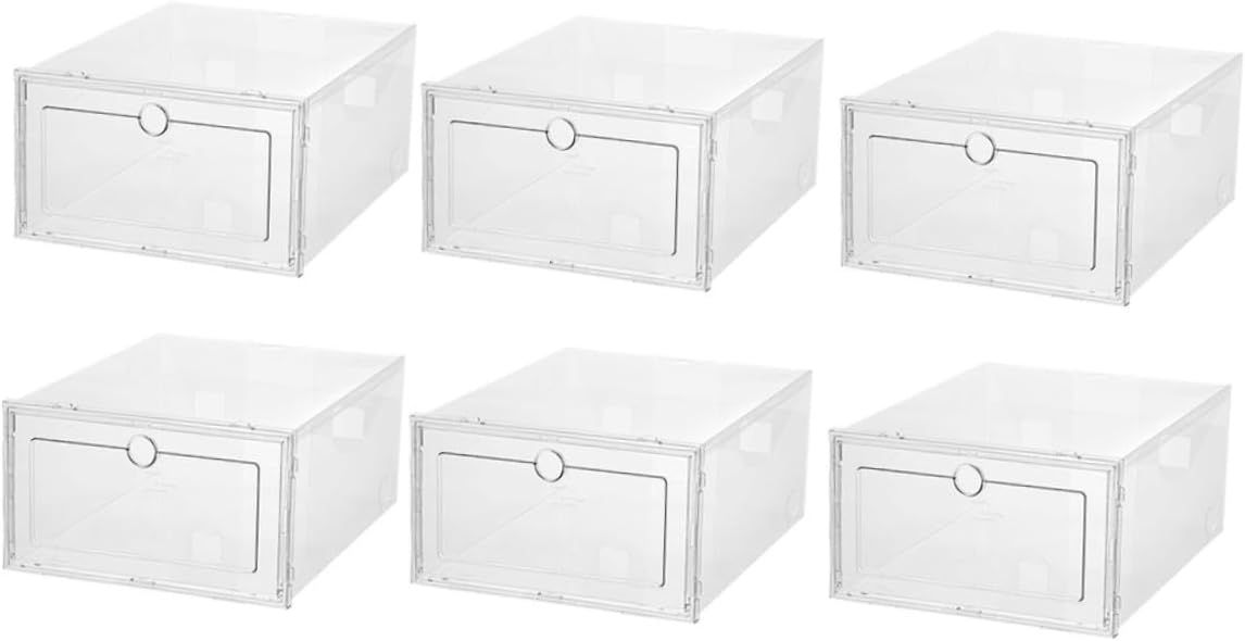 Shoe Stacker 6 Pcs Transparent Shoe Boxes Sturdy Plastic Simple to Use Storage Container