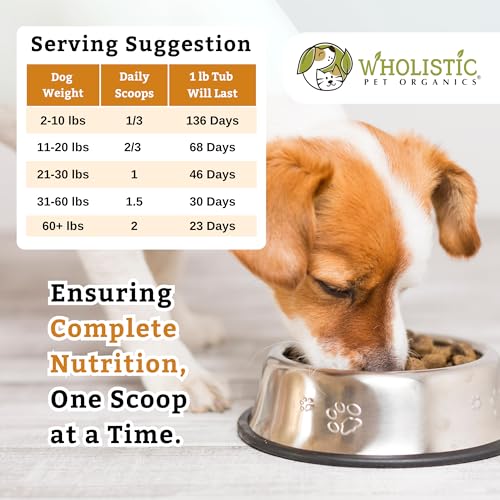 Wholistic Pet Organics Puppy Essentials - 1 Lb - Organic Pumpkin Powder Dog Supplement for Skin & Coat Health, Itching Relief, Omega 3 & Probiotics - Vitamins for Immune Support, Dog Food Additive