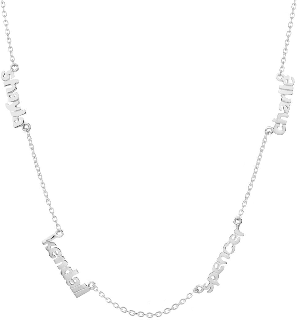 925 Sterling Silver Personalized Multiple Names Necklace Pendant Custom Made with 4 Names