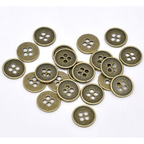 20 Metal Round 4 Hole Antique Bronze Vintage Colour 13mm Sewing Buttons Cover