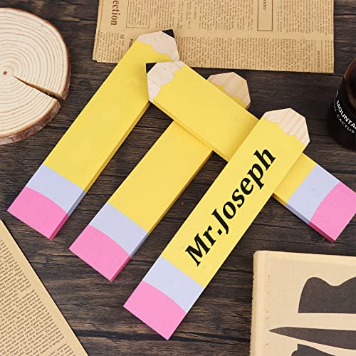 6 Pieces 9.8 x 2'' Pencil Teacher Name Plates Set Includes 4 PCS of Pencil Name Sign and 2 PCS of English Letter Template, Personalized Pencils Name Plate, Teacher Desk Name Plate for Desk Decor - Image 7
