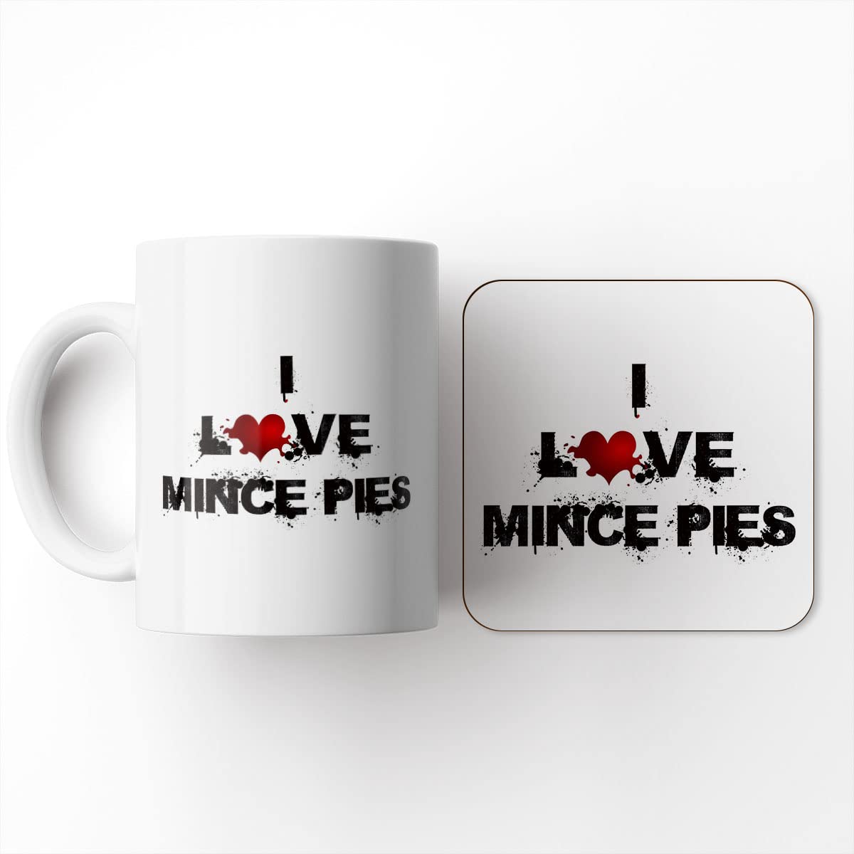 The Victorian Printing Co - I Love Food - Mince Pies - Mug and Coaster Set, Ceramic, 11 fl. oz.