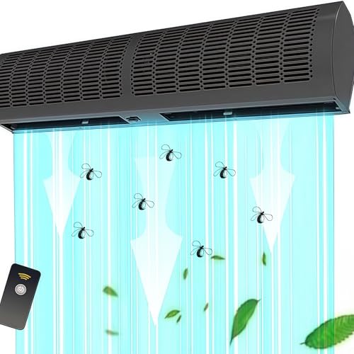 Cortina de aire para puertas, ventilador de mosca comercial para puertas, cortina de aire súper potente sin refrigerar, barrera eficaz contra insectos para negocios y residencias