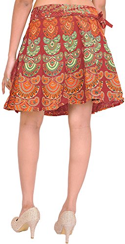 Image of Exotic India Sanganeri Wrap-Around Mini-Skirt with Printed Motifs