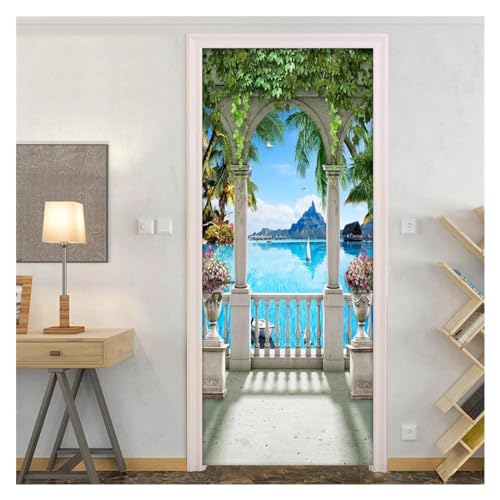 Paysage de balcon en sticker mural 3D pour transformer vos portes intérieures - 3