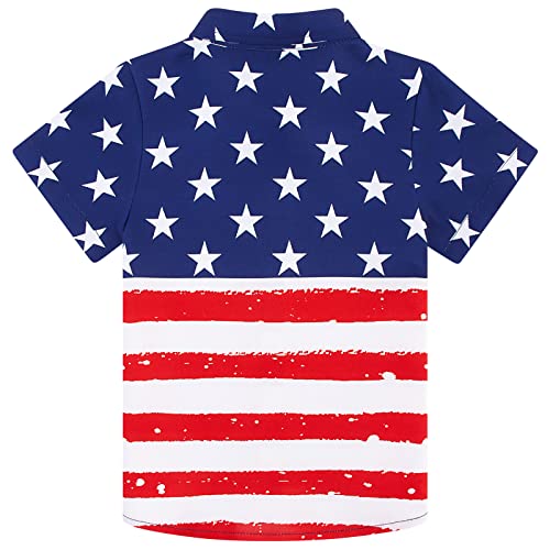 Raisevern Boys American Flag Button Down Shirt Patriotic Star Short Sleeve Luau Tops For Beach Summer (7-8 Years) #TOP1