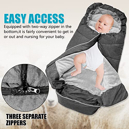Fußsäcke Kinderwagen,Fußsack Buggy,Fusssack Winter Baby,Warm und Weich Winterfußsack,Maschinenwaschbar,Wintersack Von 0-3 Jahren (100X47CM, Grau)