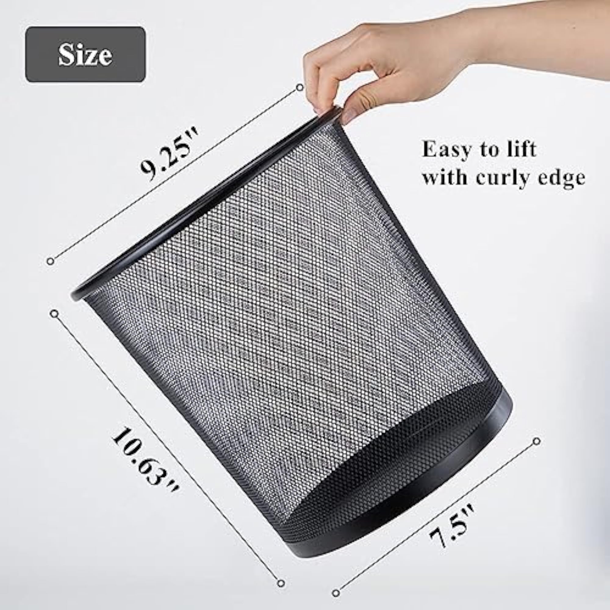 Ideal Round Trash Can for Home or Office, Metal Mesh