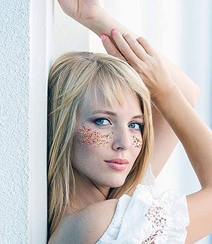 Beauty Tats 4 You, 6.75"x 4" American Made Temporary Freckle Tattoos for Festivals, Raves, Parties, Camping. - (Flashy Red, Gold, Orange - Set of 4)