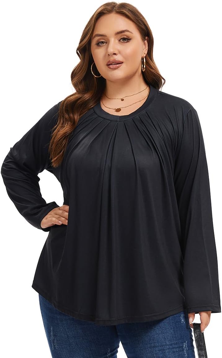Womens Plus Size Tops Tunic Long Sleeve Shirts Casual Loose Soft Blouse 1XL-5XL - Image 3
