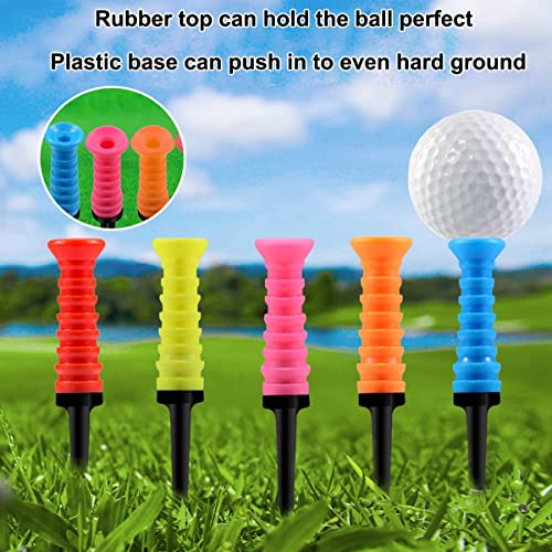 Gloof Golf Tees Plastic, Pack Of 10 Pcs Soft Rubber Top Golf Tees 3 1/4 Inch Multiple Colors Reduces Friction And Side Spin #TOP2