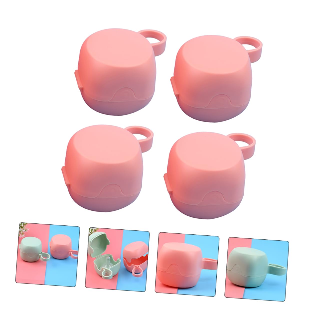 4Pcs Pink Plastic Pacifier Storage Box for Baby Travel Home image 5