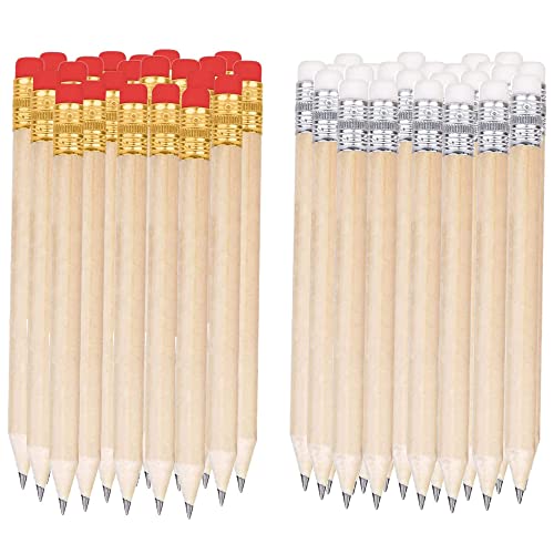 Mini Madera Lápiz Con Goma De Borrar 60 Pcs HB Lápices De Grafito Medio Lápiz De Golf Lápiz De Madera Corto Lapices De Dibujo Lápices Redondos Conjunto De Lápiz Para Estudiantes, Oficinas, Dibujar Cover