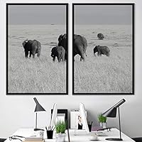 2 Piece Framed Canvas Wall Art Animals Canvas Prints Home Artwork Decoration for Living Room,Bedroom - 16