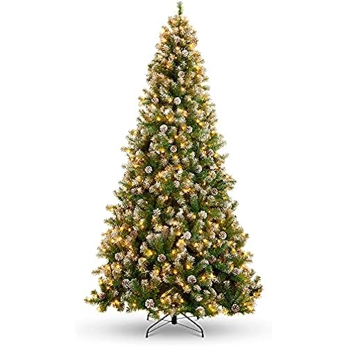 Best Choice Products 7.5ft Pre-Lit Pre-Decorated Pine Artificial Christmas Tree w/Twinkling LEDs, 1,346 Flocked Frosted Tips, 80 Pinecones, 550 Lights, Base