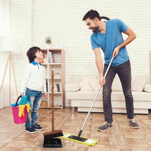 Juego de cepillo de crin y recogedor largo para limpiar el patio sin dolor de espalda 3