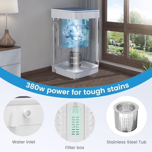 Image of VCJ Portable Washing Machine, 20 Lbs Full-Automatic Portable Washer with 7 Wash Cycles, LED Display, Electric Laundry Machine for Apartment, RVs, Dorms