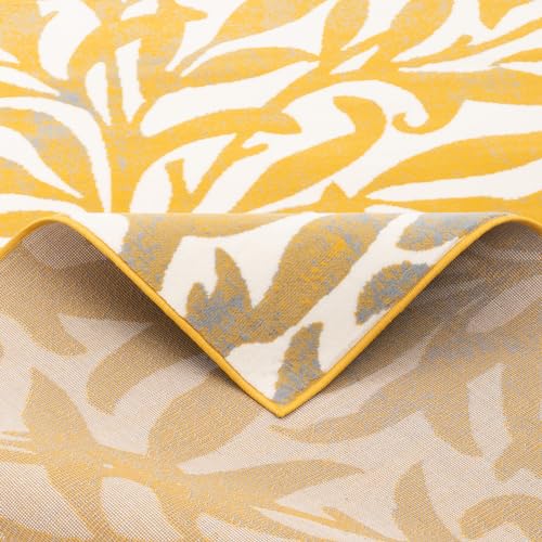 Tapis fleurs curry jaune Pergamon Samba résistant et moderne - 5